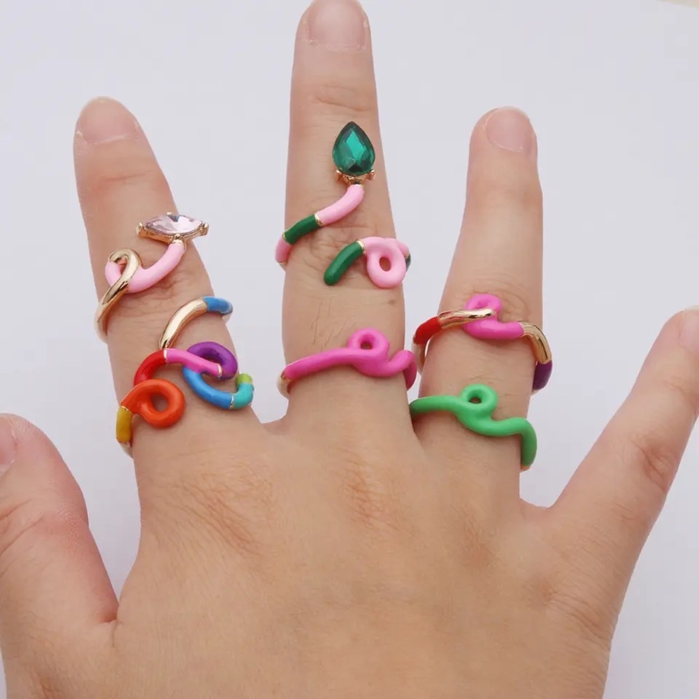 1pcs BEA BONGIASCA Full Spectrum Rainbow Loopy Loops Squiggly Lines Rings